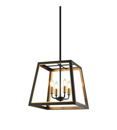  60W Candelabra Base Matte Black + Aged Gold Brass Metal Pendants (C72104MBAG) - Matteo