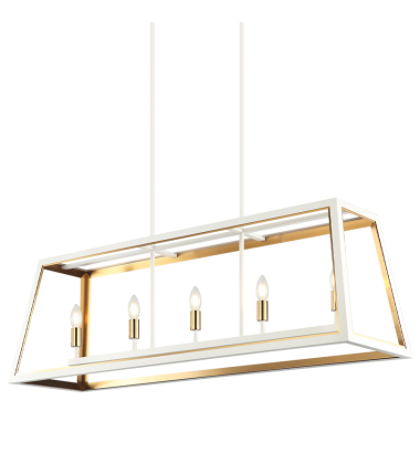  60W Candelabra Base White + Aged Gold Brass Metal Pendants (C72105WHAG) - Matteo