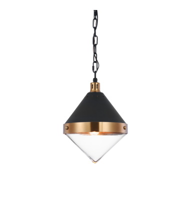 60 Watt Medium E26 Matte Black & Aged Gold Brass Metal Pendant (C72201AGCL) - Matteo 60 Watt Medium E26 Matte Black & Aged Gold Brass Metal Pendant (C72201AGCL) - Matteo