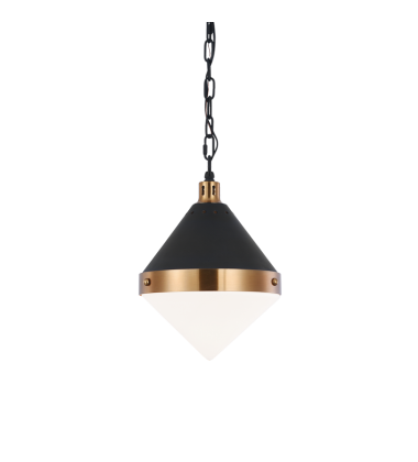 60 Watt Medium E26 Matte Black & Aged Gold Brass Metal Pendant (C72201AGOP) - Matteo 60 Watt Medium E26 Matte Black & Aged Gold Brass Metal Pendant (C72201AGOP) - Matteo