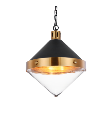 60 Watt Medium E26 Matte Black & Aged Gold Brass Metal Pendant (C72203AGCL) - Matteo 60 Watt Medium E26 Matte Black & Aged Gold Brass Metal Pendant (C72203AGCL) - Matteo