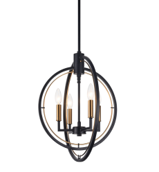  40 Watt Candelabra E12  Black Metal Pendant (C78604BK) - Matteo