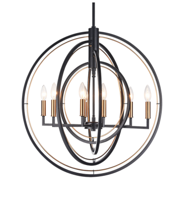  40 Watt Candelabra E12  Black Metal Pendant (C78608BK) - Matteo