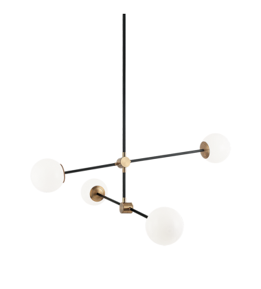  4 x 40W Candelabra Base-E12 120V Aged Gold Brass Metal Chandelier (C78714AGOP) - Matteo