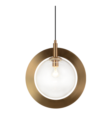  60 Watt Medium E26  Aged Gold Brass Metal Pendant (C80711AGCL) - Matteo