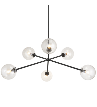 40 Watt Candelabra E12   Metal Pendant (C81706BKCL) - Matteo