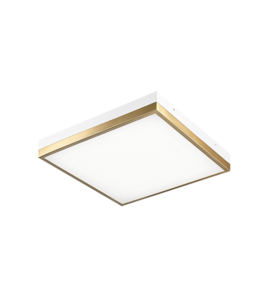  30 Watt LED White + Aged Gold Brass Metal Flush Mounts (M11414WHAG) - Matteo