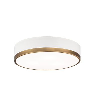  60 Watt Medium E26  White & Aged Gold Brass Metal Ceiling Mount (M14303WHAG) - Matteo