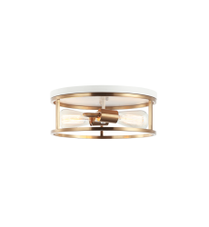 60 Watt Medium E26 White + Aged Gold Brass Metal Flush Mounts (M15502WHAG) - Matteo 60 Watt Medium E26 White + Aged Gold Brass Metal Flush Mounts (M15502WHAG) - Matteo