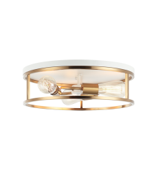 60 Watt Medium E26 White + Aged Gold Brass Metal Flush Mounts (M15503WHAG) - Matteo 60 Watt Medium E26 White + Aged Gold Brass Metal Flush Mounts (M15503WHAG) - Matteo