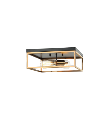  60 Watt Medium E26  Black & Aged Gold Brass Metal Ceiling Mount (M15542BKAG) - Matteo