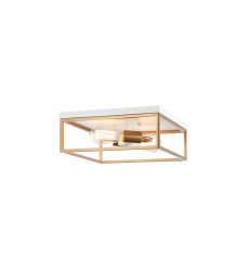 White + Aged Gold Brass Metal Flush Mounts (M15542WHAG) - Matteo   White + Aged Gold Brass Metal Flush Mounts (M15542WHAG) - Matteo