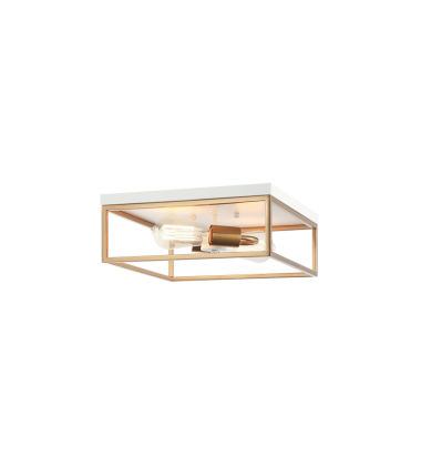   White + Aged Gold Brass Metal Flush Mounts (M15542WHAG) - Matteo