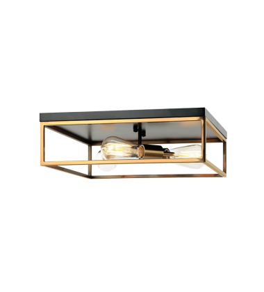  60 Watt Medium E26  Black & Aged Gold Brass Metal Ceiling Mount (M15543BKAG) - Matteo