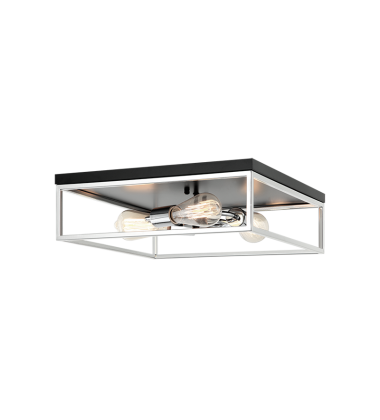  60 Watt Medium E26  Black + Chrome Metal Flush Mounts (M15543BKCH) - Matteo