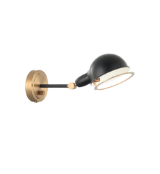 40 Watt Medium E26 Aged Gold Brass + Black Metal Wall Sconce (S00711AGBK) - Matteo 40 Watt Medium E26 Aged Gold Brass + Black Metal Wall Sconce (S00711AGBK) - Matteo