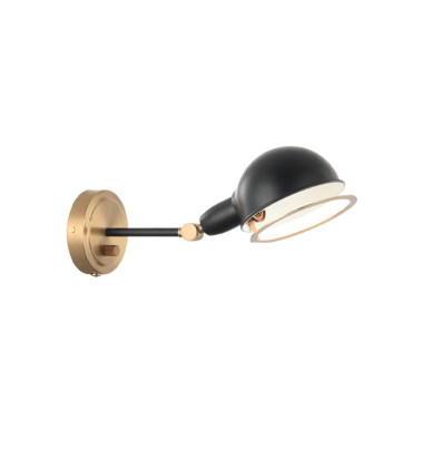  40 Watt Medium E26  Aged Gold Brass + Black Metal Wall Sconce (S00711AGBK) - Matteo