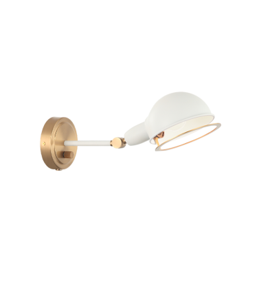 40 Watt Medium E26 Aged Gold Brass + White Metal Wall Sconce (S00711AGWH) - Matteo 40 Watt Medium E26 Aged Gold Brass + White Metal Wall Sconce (S00711AGWH) - Matteo