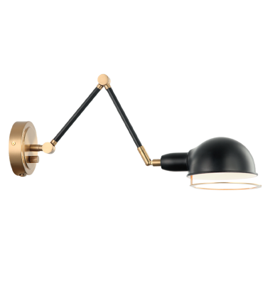  40 Watt Medium E26  Aged Gold Brass + Black Metal Wall Sconce (S00721AGBK) - Matteo