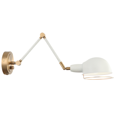 40 Watt Medium E26 Aged Gold Brass + White Metal Wall Sconce (S00721AGWH) - Matteo 40 Watt Medium E26 Aged Gold Brass + White Metal Wall Sconce (S00721AGWH) - Matteo
