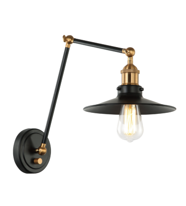  60 Watt Medium E26  Aged Gold Brass & Black Metal Wall Sconce (S01211AGBK) - Matteo