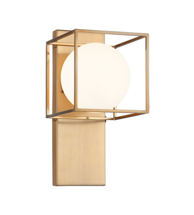  60 Watt Medium E26  Aged Gold Brass Metal Wall Sconce (S03801AG) - Matteo