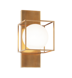  60 Watt Medium E26  Aged Gold Brass Metal Wall Sconce (S03811AG) - Matteo