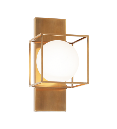 60 Watt Medium E26 Aged Gold Brass Metal Wall Sconce (S03811AG) - Matteo 60 Watt Medium E26 Aged Gold Brass Metal Wall Sconce (S03811AG) - Matteo