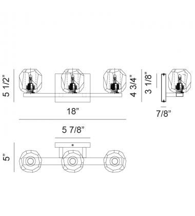  3 x 40W G9 120V? Chrome Metal VANITY (S04103CH) - Matteo