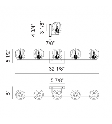  5 x 40W G9 120V? Chrome Metal VANITY (S04105CH) - Matteo
