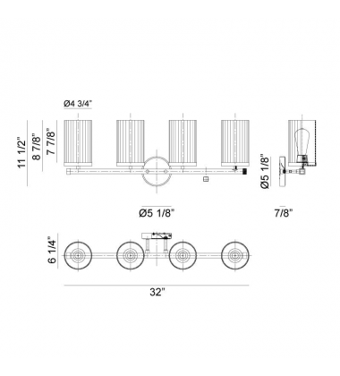  60 Watt Medium E26  Chrome Metal Wall Sconce (S06104CH) - Matteo