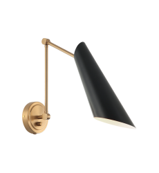  60 Watt Medium E26  Aged Gold Brass + Black Metal Wall Sconce (S08021AGBK) - Matteo