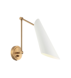  60 Watt Medium E26  Aged Gold Brass + White Metal Wall Sconce (S08021AGWH) - Matteo