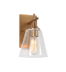  60 Watt Medium E26  Aged Gold Brass Metal Wall Sconce (S09801AG) - Matteo