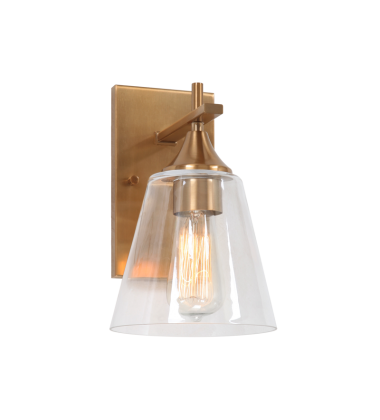  60 Watt Medium E26  Aged Gold Brass Metal Wall Sconce (S09801AG) - Matteo