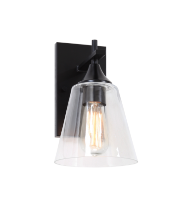  60 Watt Medium E26  Black Metal Wall Sconce (S09801BK) - Matteo