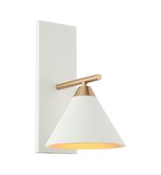  60 Watt Medium E26  Aged Gold Brass + White Metal Wall Sconce (S10601WH) - Matteo