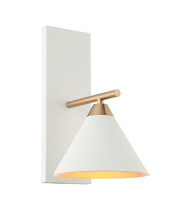 60 Watt Medium E26 Aged Gold Brass + White Metal Wall Sconce (S10601WH) - Matteo 60 Watt Medium E26 Aged Gold Brass + White Metal Wall Sconce (S10601WH) - Matteo