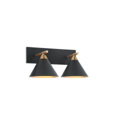  60 Watt Medium E26  Aged Gold Brass + Matte Black Metal Wall Sconce (S10602MB) - Matteo