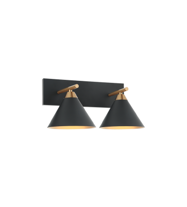  60 Watt Medium E26  Aged Gold Brass + Matte Black Metal Wall Sconce (S10602MB) - Matteo