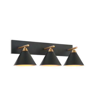  60 Watt Medium E26  Aged Gold Brass + Matte Black Metal Wall Sconce (S10603MB) - Matteo