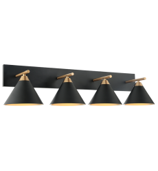  60 Watt Medium E26  Aged Gold Brass + Matte Black Metal Wall Sconce (S10604MB) - Matteo