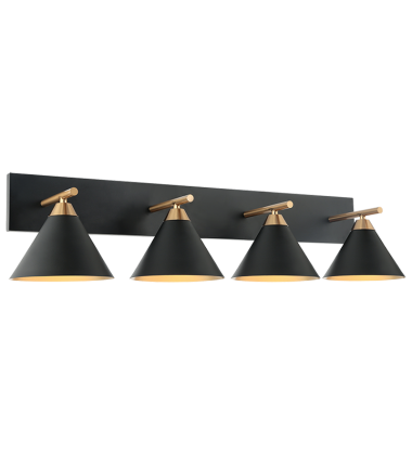 60 Watt Medium E26 Aged Gold Brass + Matte Black Metal Wall Sconce (S10604MB) - Matteo 60 Watt Medium E26 Aged Gold Brass + Matte Black Metal Wall Sconce (S10604MB) - Matteo