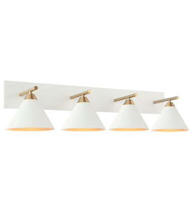 60 Watt Medium E26 Aged Gold Brass + White Metal Wall Sconce (S10604WH) - Matteo 60 Watt Medium E26 Aged Gold Brass + White Metal Wall Sconce (S10604WH) - Matteo