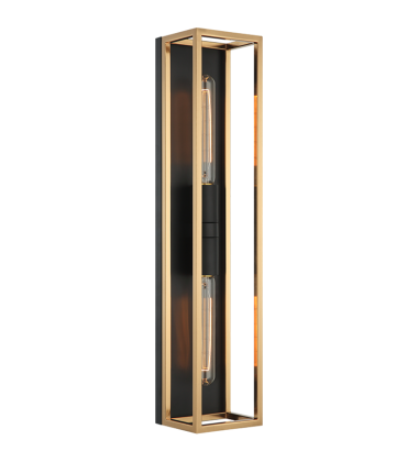 2 x 10W LED Medium Base-E26 120V Black + Aged Gold Brass Metal Wall Sconce (S15122BKAG) - Matteo 2 x 10W LED Medium Base-E26 120V Black + Aged Gold Brass Metal Wall Sconce (S15122BKAG) - Matteo