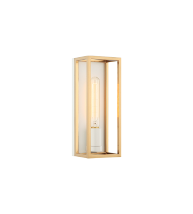 1 x 10W LED Medium Base-E26 120V White + Aged Gold Brass Metal Wall Sconce (S15141WHAG) - Matteo  1 x 10W LED Medium Base-E26 120V White + Aged Gold Brass Metal Wall Sconce (S15141WHAG) - Matteo