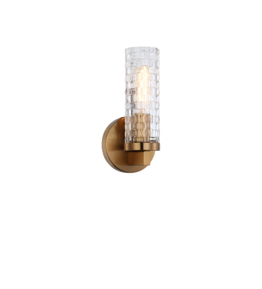  60 Watt Candelabra E12  Aged Gold Brass Metal Wall Sconce (W32101AG) - Matteo