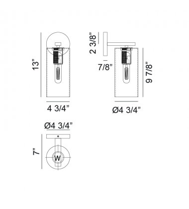  40W Medium Base Matte Black Metal Wall Sconce (W32501MB) - Matteo