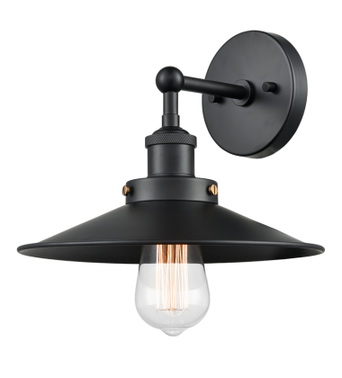  60 Watt Medium E26  Black Metal Wall Sconce (W46111BKBK) - Matteo