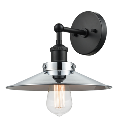  60 Watt Medium E26  Black Metal Wall Sconce (W46111BKCH) - Matteo